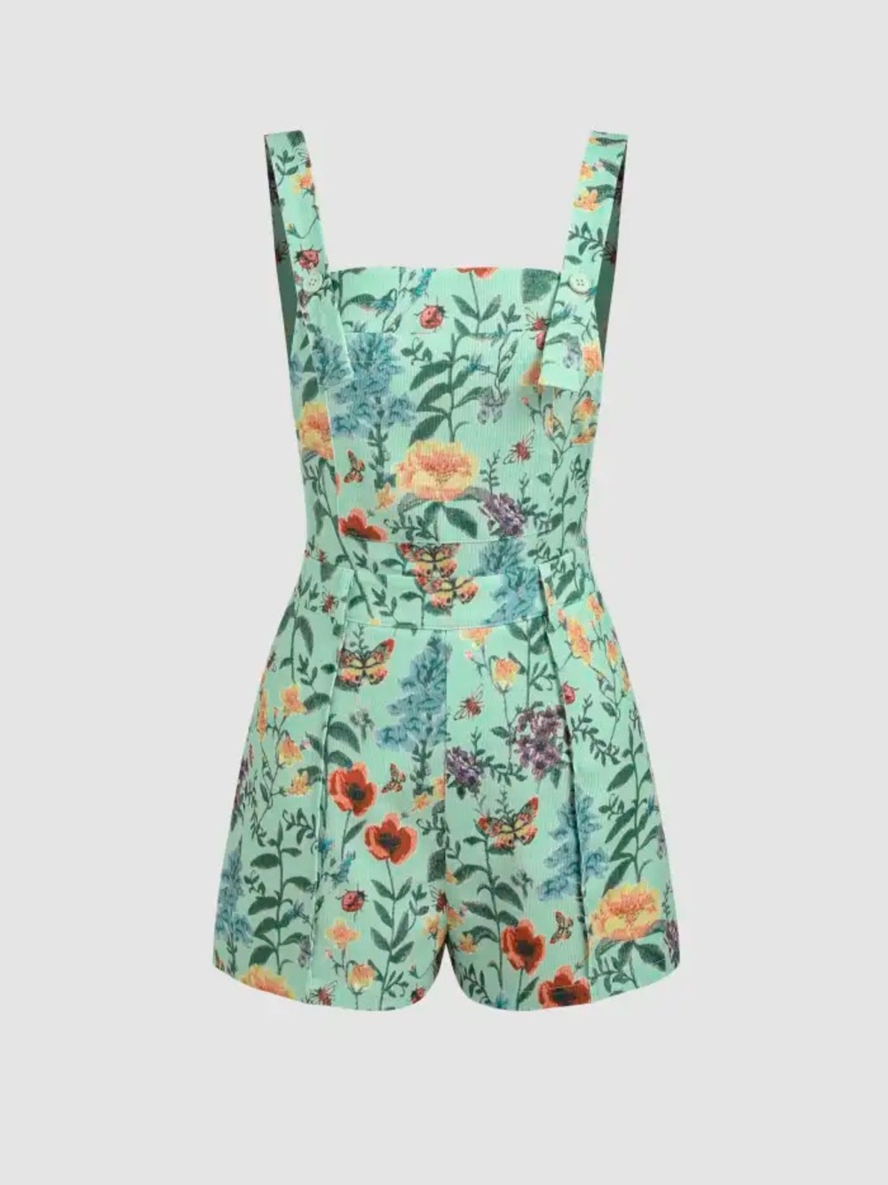 Cider Mint Floral Tie-Waist Romper